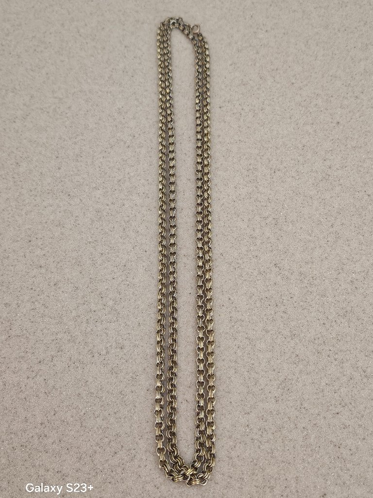 Vintage Rare Signed Accessocraft Nyc Gold Etruscan Revival Long Necklace Chain